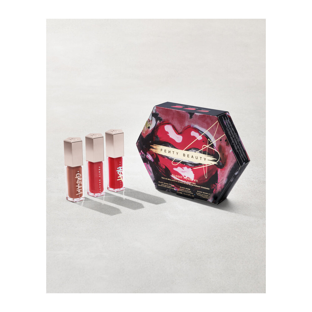 برق لب Fenty Beauty Glossy Posse Volume 7.0 Full-Size Gloss Bomb Trio
