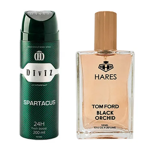 پک هدیه اسپری بدن Spartacus و ادوپرفیوم Tom Ford Black Orchid - 2 عددی